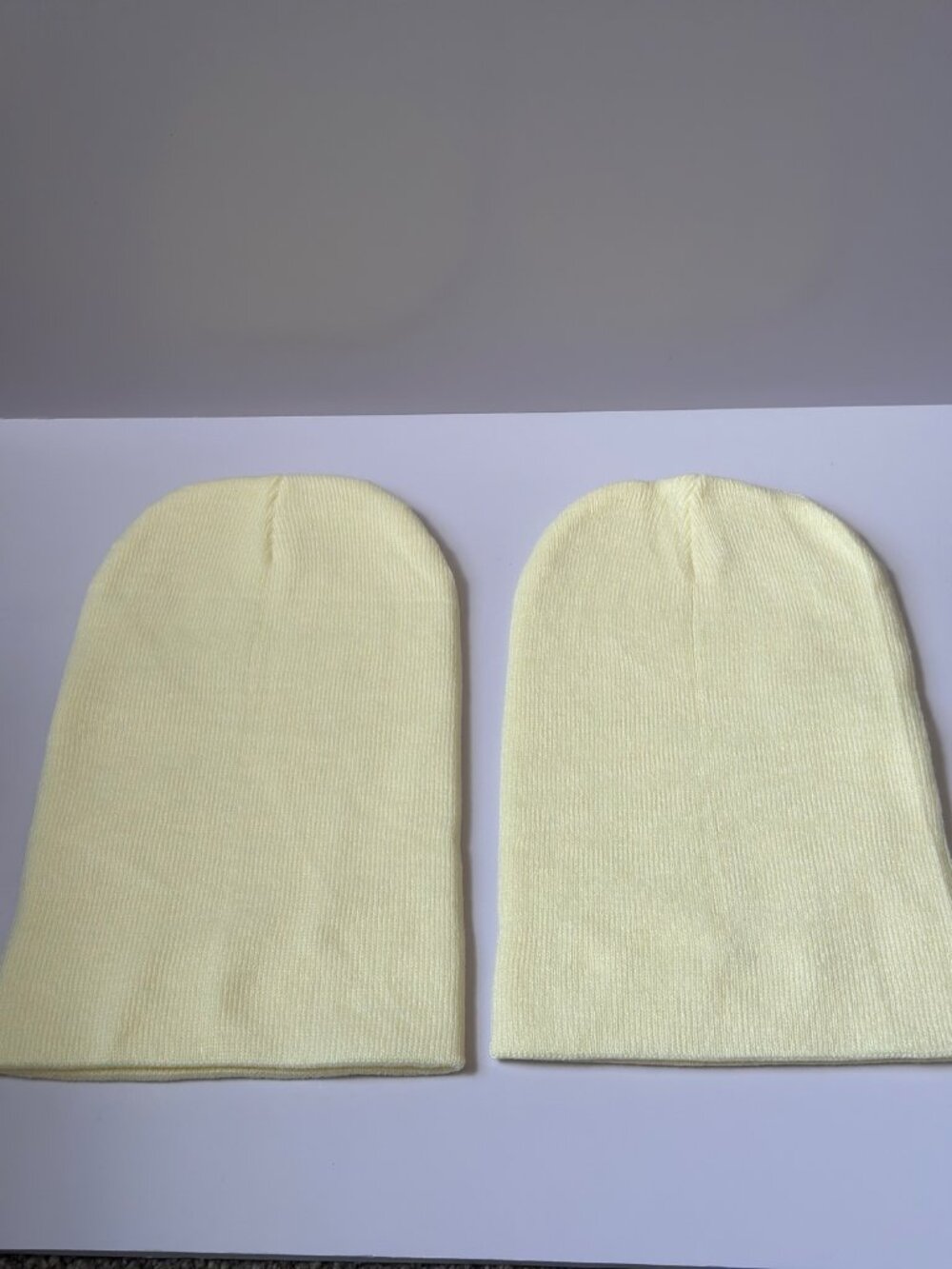 2-Pack Cream Knit Beanies - Unisex Medium Size Winter Hats, New
